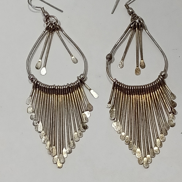 Silver Tone Tassel Chime Dangle Earrings - Picture 2 of 4